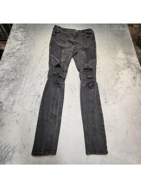 Pacsun Jeans Mens 30x32 Black Stacked Skinny‎ Denim Distressed Stretch